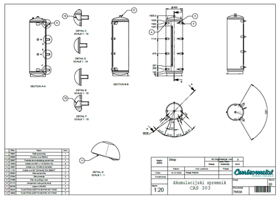 Centrometal CAS-BS 1003 fűtési puffer tartály hőszigeteléssel, rozsdamentes HMV tartállyal és hőcserélővel (920 liter)