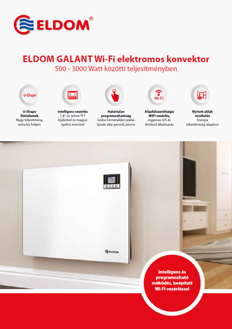 ELDOM Galant 25 WiFi elektromos fűtőpanel programozható vezérléssel (2500 Watt - iOS és Android)