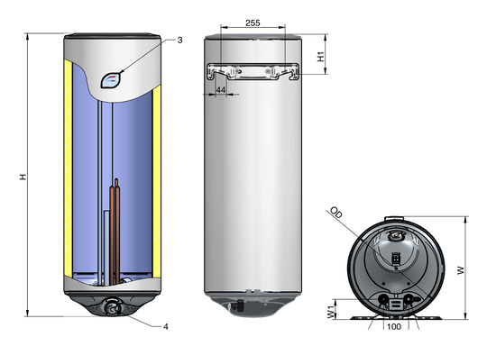 ELDOM New Style D 100 csökkentett szervizigényű elektromos vízmelegítő (100 liter / 2 kW / Ø435 mm)