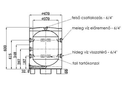 FALCON HPB 50 INOX hűtési és fűtési puffer tartály szigeteléssel hőszivattyúhoz (50 liter)