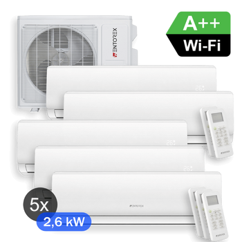 WENTOREX Combo-5 W45 WiFi Multi Split hűtő-fűtő klíma szett 5 db oldalfali beltéri egységgel (R32 / 12,3 kW)