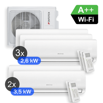WENTOREX Combo-5 W54 WiFi Multi Split hűtő-fűtő klíma szett 5 db oldalfali beltéri egységgel (R32 / 12,3 kW)