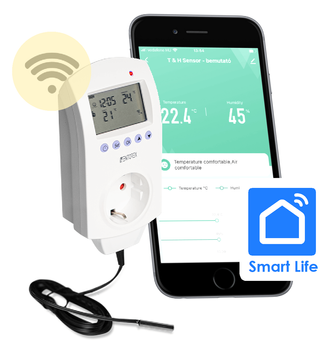 WENTOREX Control TSA-1 WiFi univerzális konnektoros szobatermosztát szobahőmérséklet érzékelővel (16A)