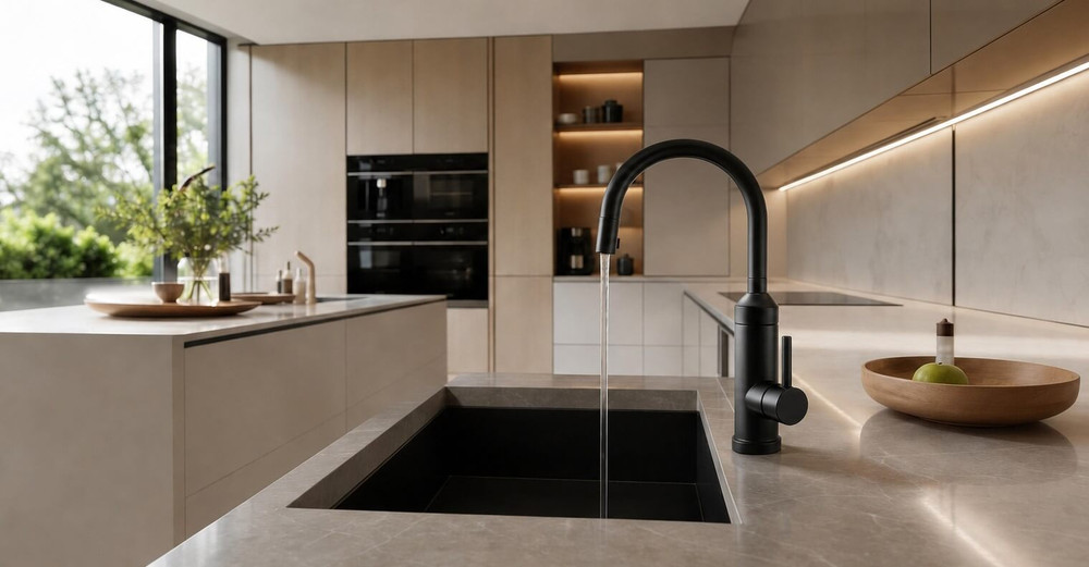 Wentorex ARRIBA 33 INOX rozsdamentes, átfolyós elektromos vízmelegítő flexibilis kifolyószárral (3,3 kW / fekete)