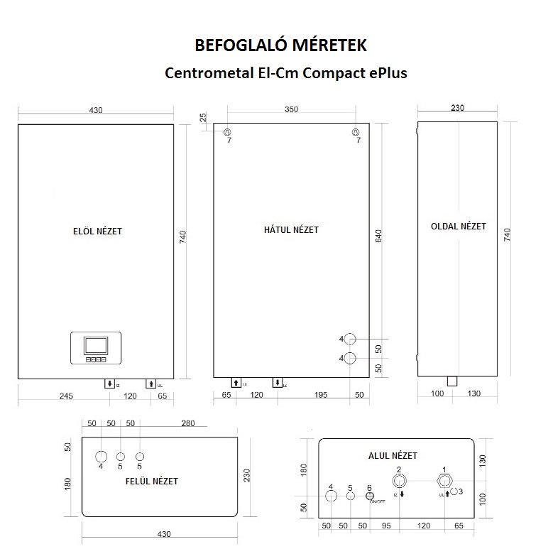 Centrometal El-Cm ePlus 9 kW elektromos kazán központi fűtés 8