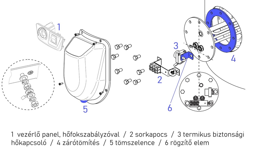 ELDOM elektromos fűtőbetét készlet 180 mm átmérőjű karimával 3