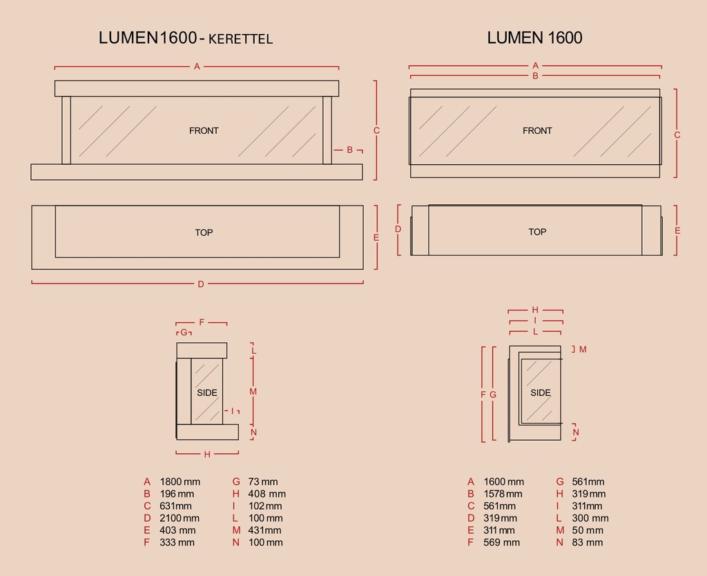 LaNordica Lumen 1600 beépíthető elektromos kandalló (2000 W) 7