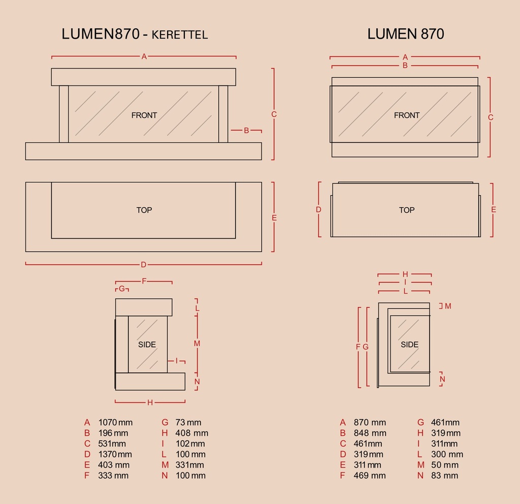 LaNordica Lumen 870 beépíthető elektromos kandalló (2000 W) 7