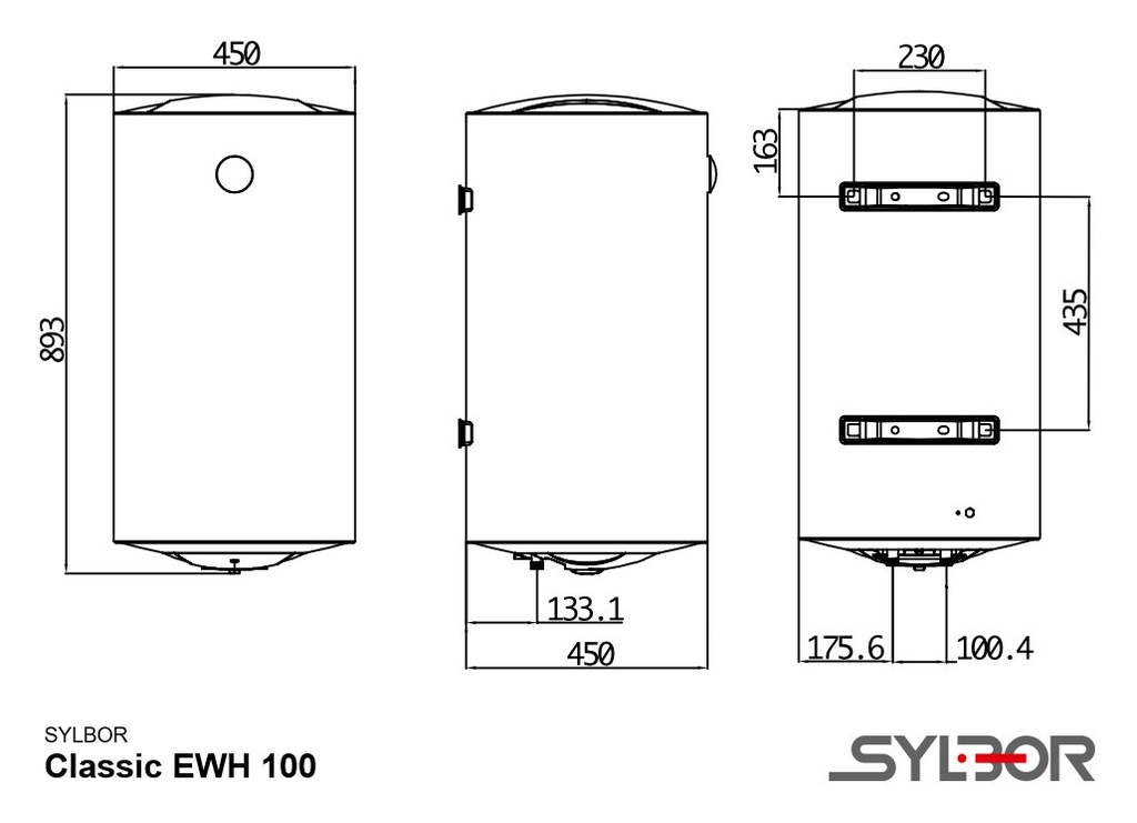SYLBOR Classic EWH 100 elektromos vízmelegítő (100 liter / 1 6