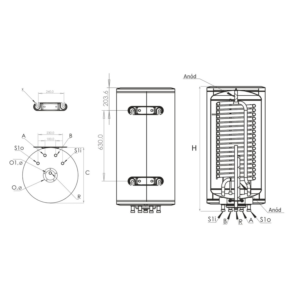 Sunsystem BB V/S1 2L 150 fali álló indirekt HMV tartály 1 ex 6