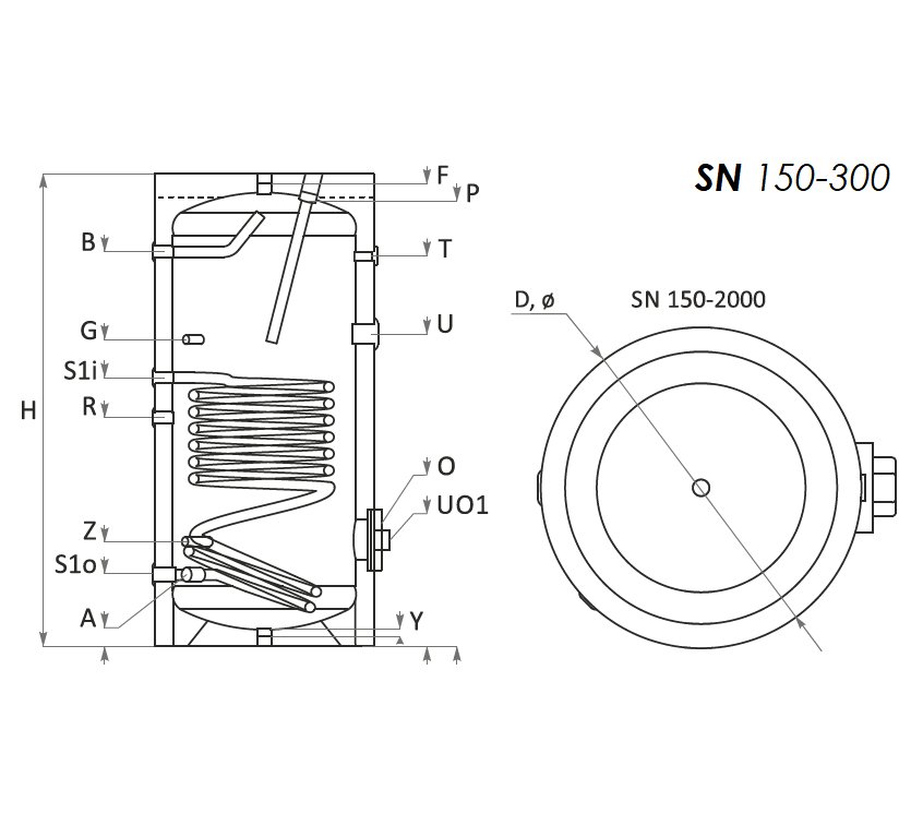 Sunsystem SN 200 indirekt használati meleg víz tartály 1 hőc 5