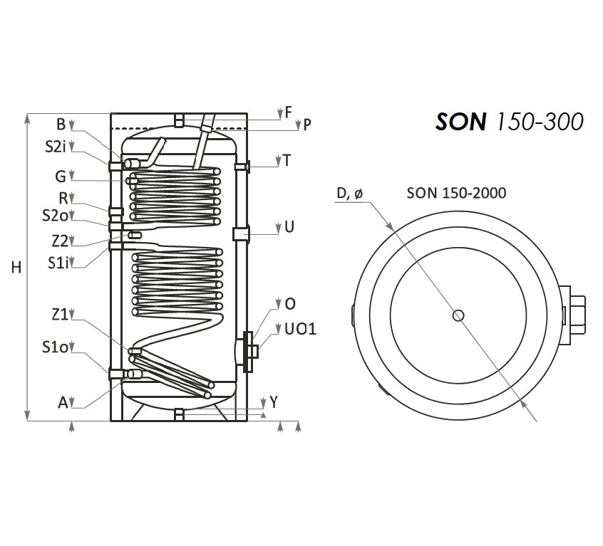 Sunsystem SON 150 indirekt használati meleg víz tartály 2 hő 6