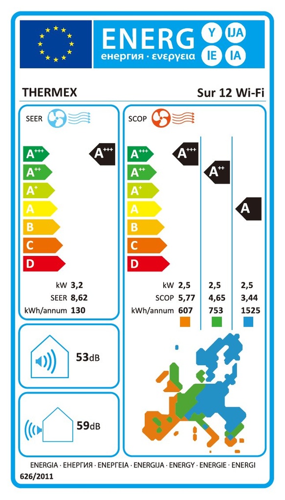 THERMEX SUR 12 WiFi oldalfali split hűtő-fűtő klíma, csepptá 3