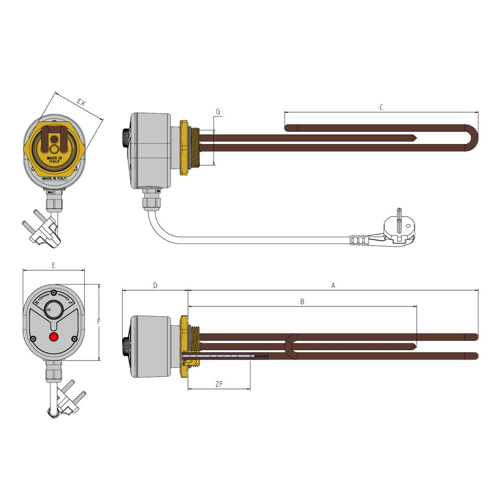 UNIVAL elektromos fűtőbetét 3 kW - beépített termosztáttal ( 3