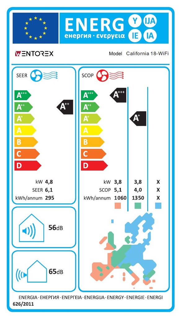 WENTOREX California 18 WiFi oldalfali split hűtő-fűtő klíma  4