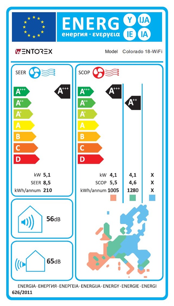 WENTOREX Colorado 18 WiFi oldalfali split hűtő-fűtő klíma cs 4
