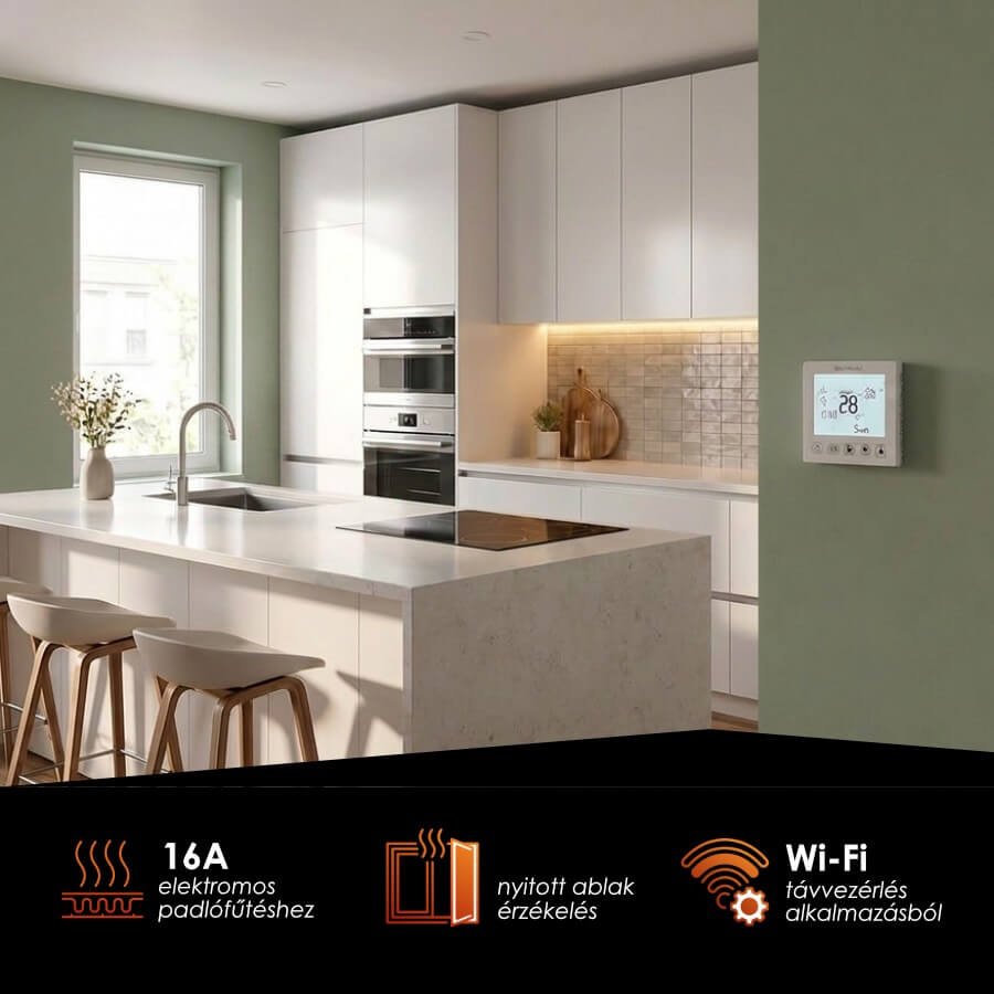 WENTOREX Control FE-3 WiFi érintőgombos szobatermosztát padl 2