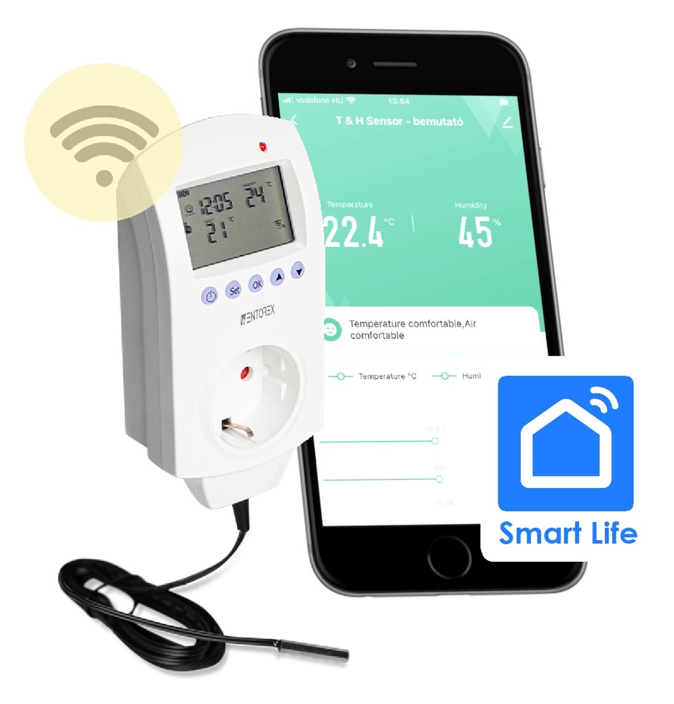 WENTOREX Control TSF-1 WiFi univerzális konnektoros szobater 8