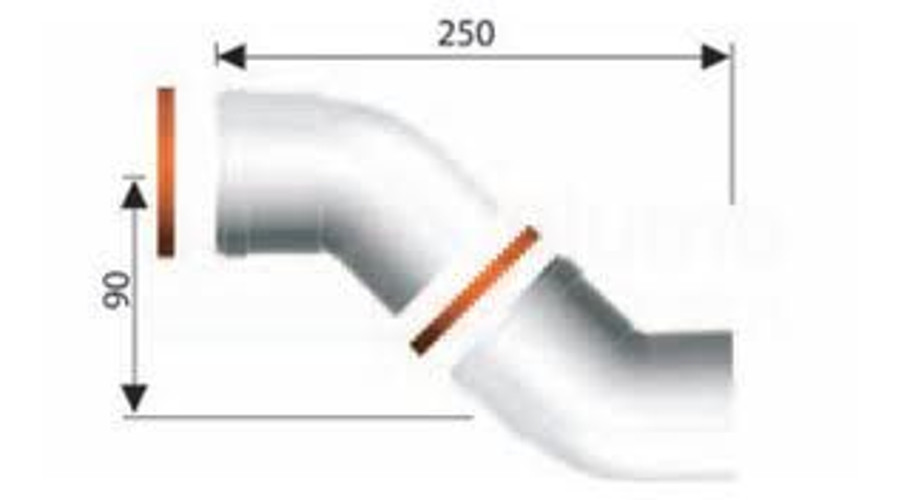 Ariston 45°-os könyökidom, pp Ø80 mm