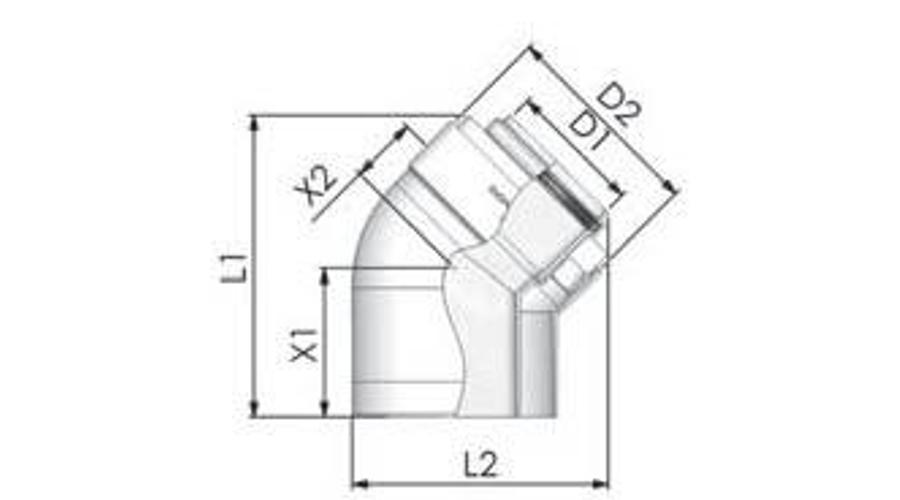 Tricox PPs/Alu könyök 60/100mm, 45° (2db)