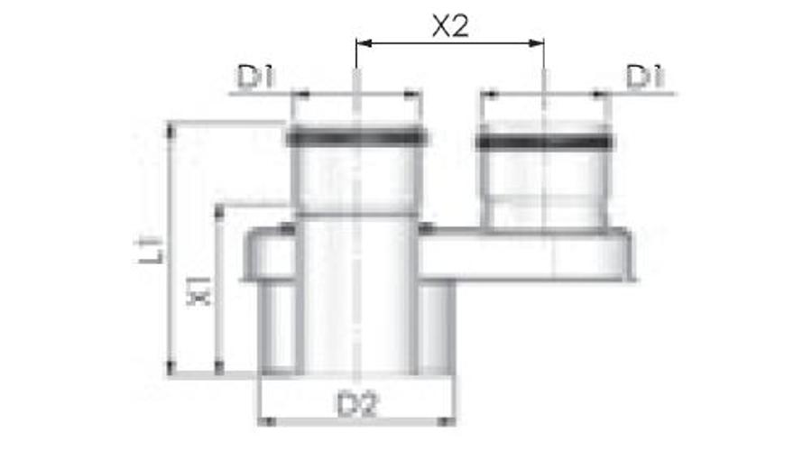 Tricox Pps/Alu osztó adapter 60/100 - 2x80
