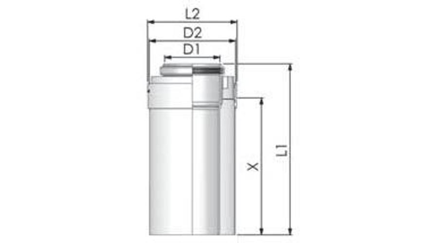 Tricox PPs/Alu cső 110/160mm, hossz 1000mm