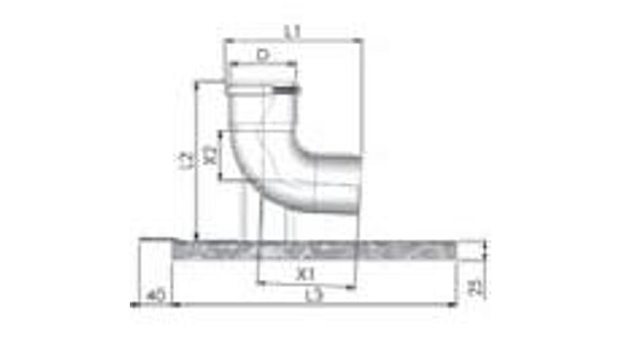 [PBK95] Tricox PPs bekötő könyök 200 mm tartó sínnel