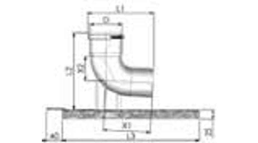 [PABK60] Tricox PPs/Alu bekötő könyök 80/125mm tartó sínnel