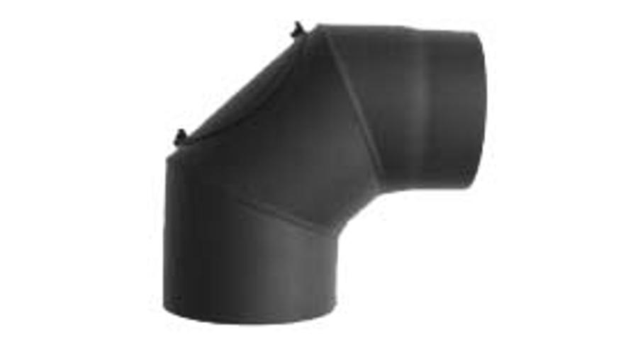 Dunaterm Fekete füstcső 150 mm 90° KÖNYÖK ajtóval