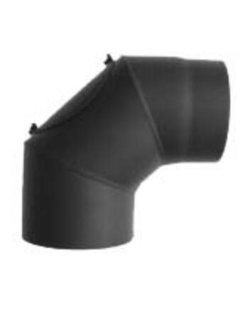Dunaterm Fekete füstcső 150 mm 90° KÖNYÖK ajtóval