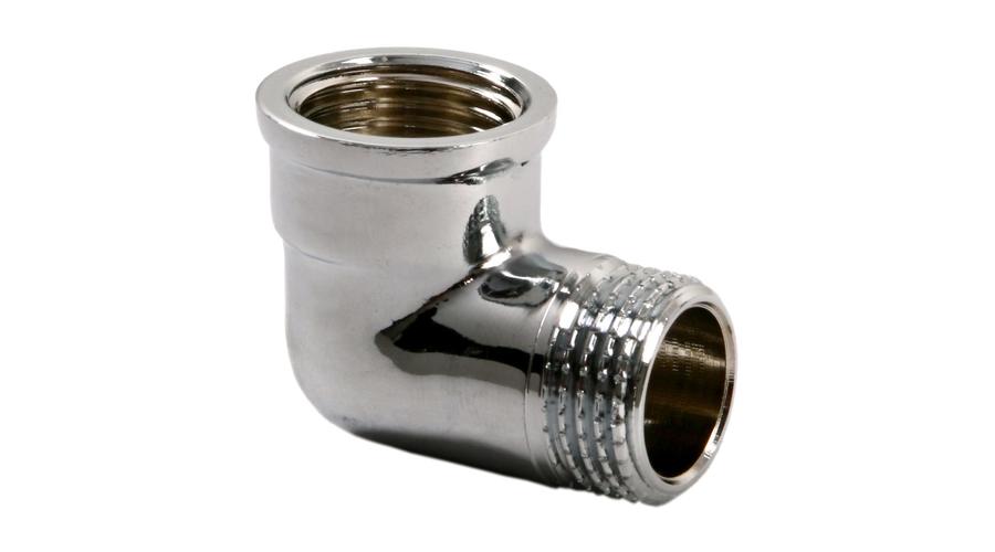 Réz menetes könyök króm KB 1/2"