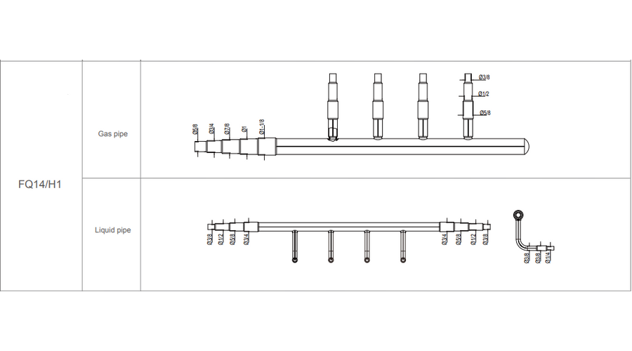 Gree GMV5/6 Elágazóidompár 2 csöves rendszerhez FQ18/H1 (fésűs)