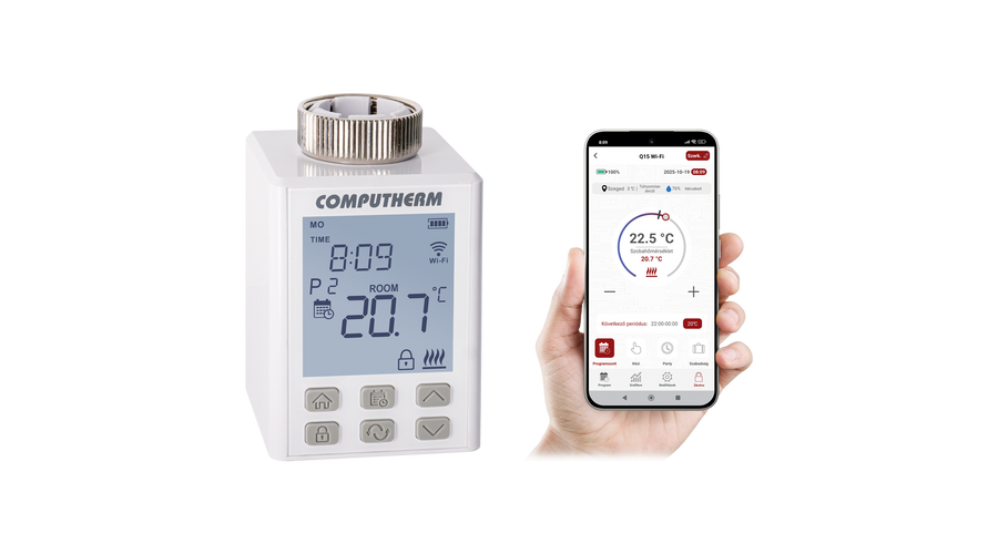 Computherm Q15 Wi-Fi Programozható, motoros állítómű radiátorszelepekhez