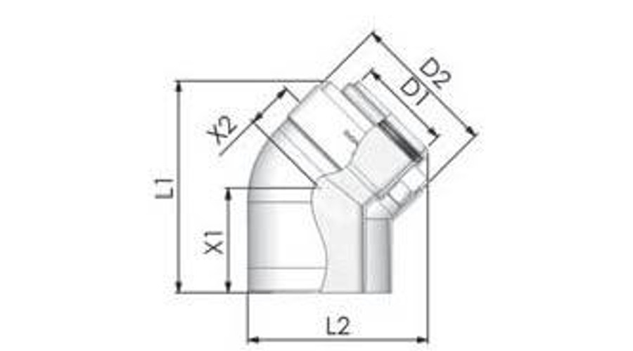 Tricox PPs/Alu könyök 60/100mm, 45° (2db)