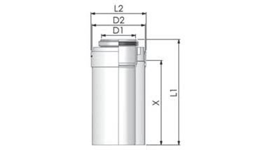 Tricox PPs/Alu cső 110/160mm, hossz 1000mm
