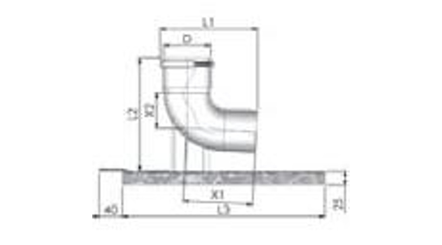 Tricox PPs bekötő könyök 110 mm tartó sínnel