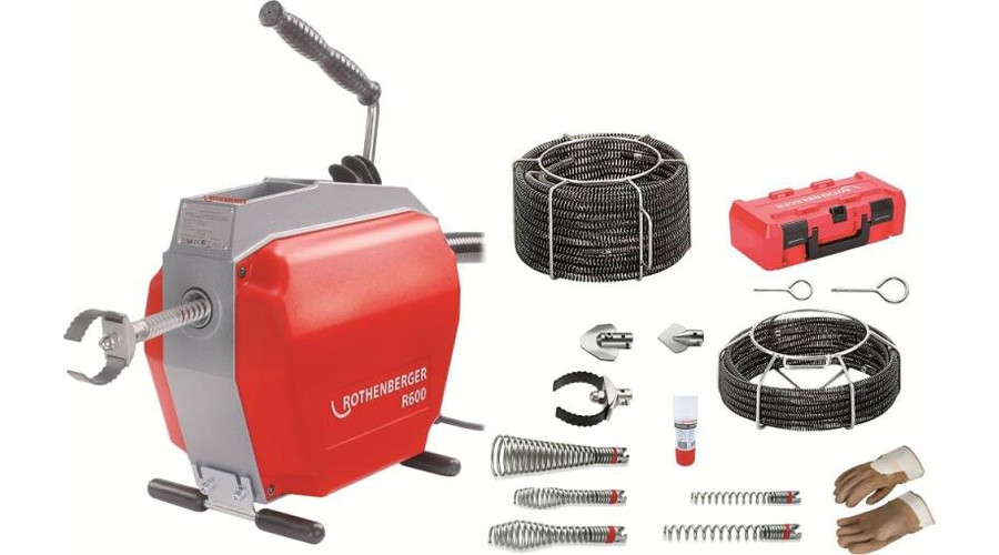 Rothenberger R 600 csőtisztitó gép 16-22mm-s spirál és szerszámkészlettel