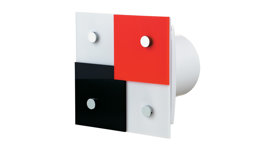 Vents 100 Domino 1-T Modern Formatervezésű organikus Üveg Előlapos Ventilátor Időkapcsolóval