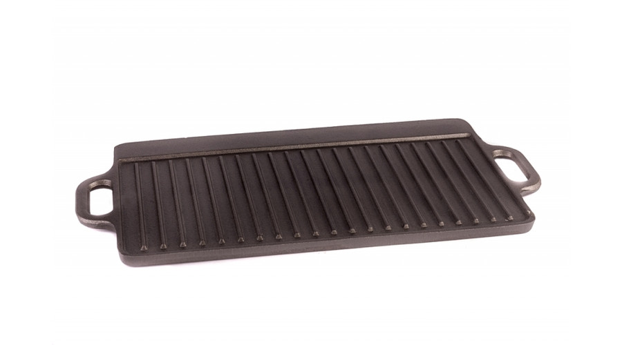Öntvény lapos grilltálca, bordázott 50x23 cm