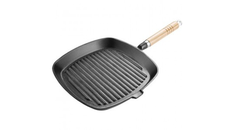 Öntvény nyeles hússütő 27 cm, bordázott felület