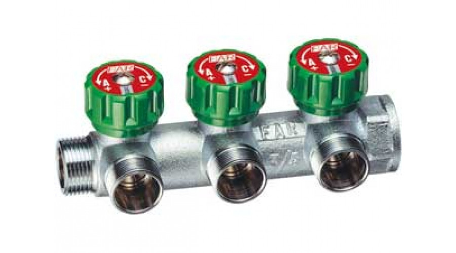 FAR Szelepes Osztó gyűjtő 3 körös, 1"-3/4"