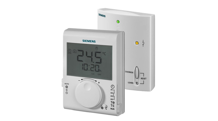 Siemens RDJ100RF/SET Rádiófrekvenciás szobatermosztát 24-órás időprogrammal, LCD-kijelzővel