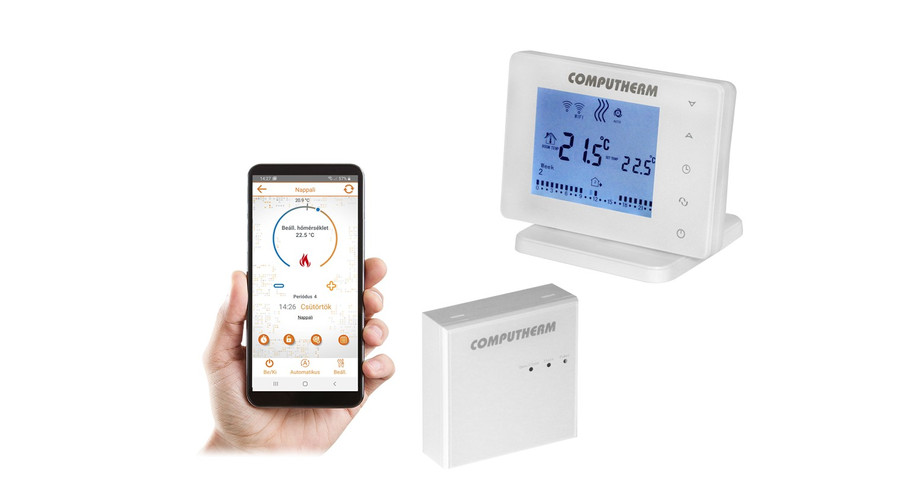 Computherm E400RF Wi-Fi okos termosztát vezeték nélküli, érintőgombos vezérlővel