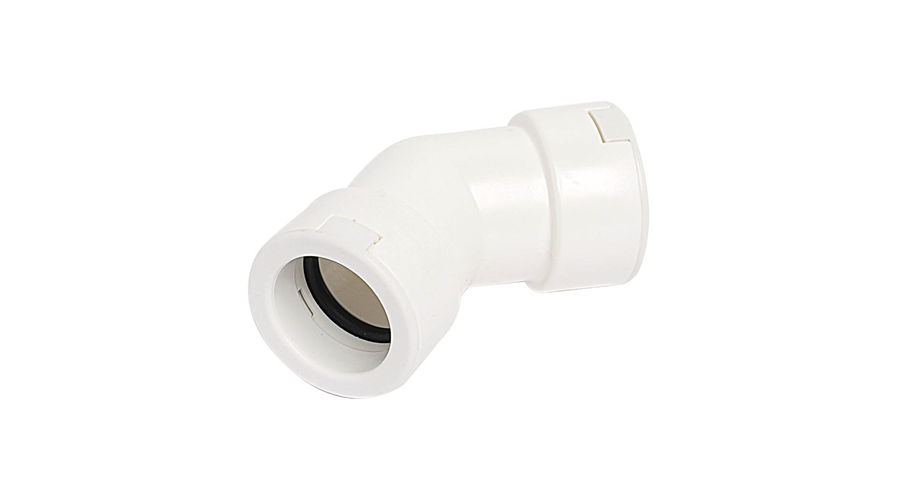 VECAMCO Merev csőhöz 45°-os könyök idom 20 mm (fehér)