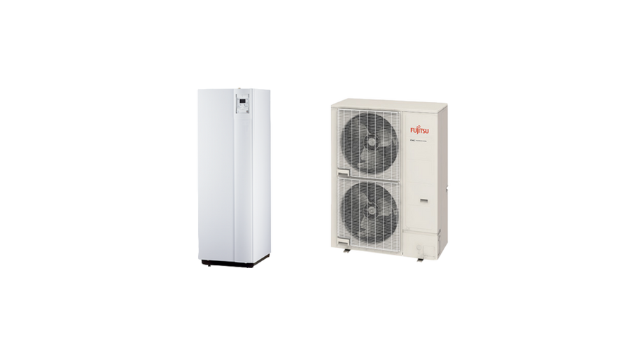Fujitsu Waterstage SHPDUO 16 / 1F Super High Power 1 fázisú osztott levegő-víz hőszivattyú HMV tartállyal 16 kW