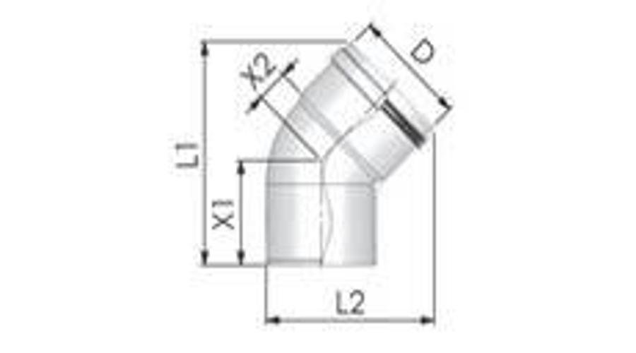 Tricox PPs könyök 200 mm, 45°