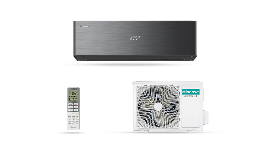 Hisense Energy Pro X QH35XV3B oldalfali split klíma csomag 3,5 kW (Fekete)