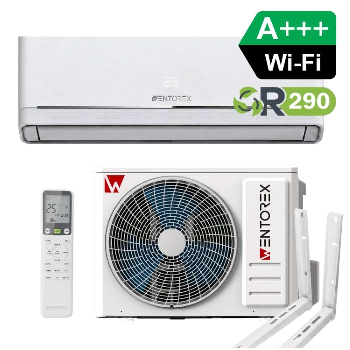 [636575212000NET] WENTOREX Nevada 12 WiFi oldalfali split hűtő-fűtő klíma, tartó konzollal (R290 - 3,65 kW)