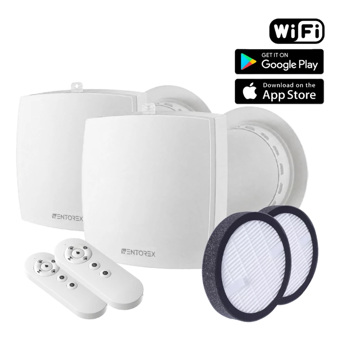 [656548S10W064S5] WENTOREX HRV One Medium WiFi egyhelyiséges hővisszanyerős szellőztető + F7 finomszűrő 2 db-os szett, párosítható