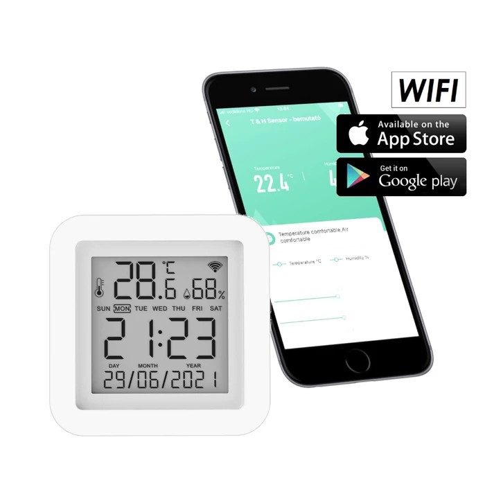 FALCON TH WiFi beltéri hőmérséklet és nedvességtartalom érzékelő
